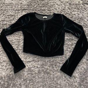 Black Velvet Long Sleeve Crop Top